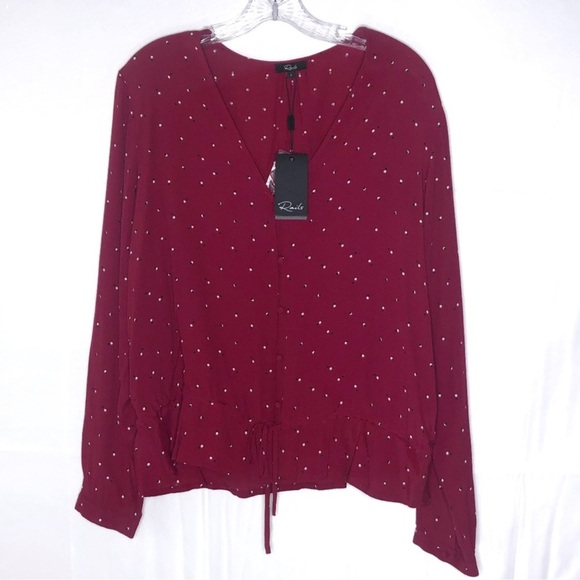 Rails Beaux Offset Dot Button Front Ruffle NWT - Picture 2 of 7